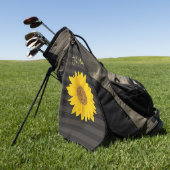 Gele zonnebloem Aangepaste naam gestreept Golfhanddoek (Groen)