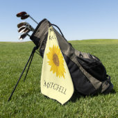 Gele Zonnebloem Aangepaste Naam Golfhanddoek (Groen)