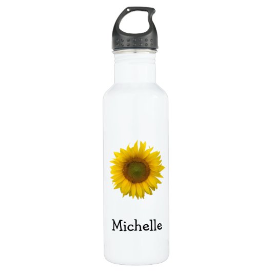 Gele zonnebloem Aangepaste Stempel Waterfles (Voorkant)