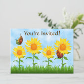 Gele Zonnebloem Aanuitnodiging Kaart (Staand voorkant)