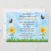 Gele Zonnebloem Aanuitnodiging Kaart (Achterkant)