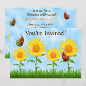 Gele Zonnebloem Aanuitnodiging Kaart (Voorkant / Achterkant)