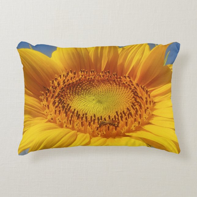 Gele zonnebloem accent kussen (Voorkant)
