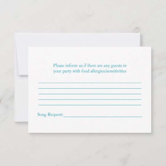 Gele Zonnebloem Aqua Blue Ribbon Wedding RSVP (Achterkant)