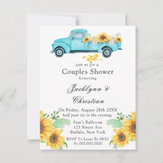 Gele zonnebloem Aqua  driekoppel Kaart (Voorkant)