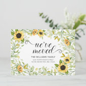 Gele Zonnebloem Aquarel Bloemstuk Verhuizing Aankondiging (Staand voorkant)