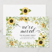Gele Zonnebloem Aquarel Bloemstuk Verhuizing Aankondiging (Voorkant / Achterkant)