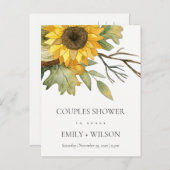 GELE ZONNEBLOEM AQUAREL FLORALE COUPLE BAD UITNODIGING BRIEFKAART (Voorkant / Achterkant)