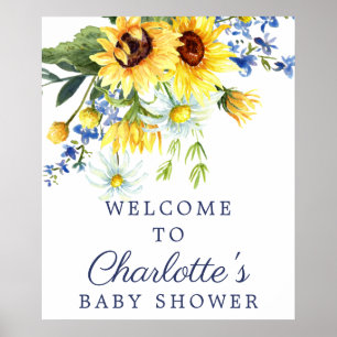 Gele zonnebloem Baby shower Welkomstteken Poster