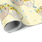 Gele Zonnebloem Basket Watering Can Cadeaupapier (Rol Hoek)