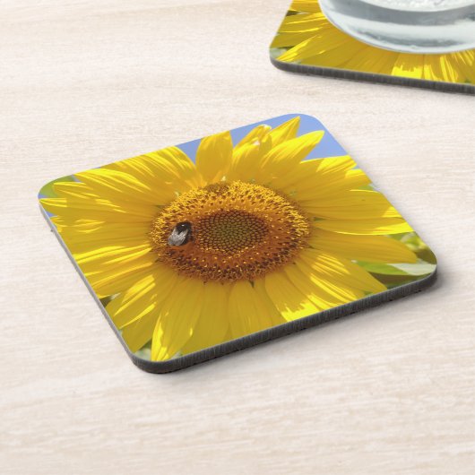 Gele zonnebloem bier onderzetter (Linkerzijde)