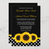 Gele zonnebloem Black en White Polka Dot Wedding Kaart (Voorkant / Achterkant)