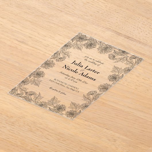 Gele Zonnebloem bladeren Tuin Minimalistische Brui Acryl Uitnodigingen (Laagn)