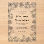 Gele Zonnebloem bladeren Tuin Minimalistische Brui Acryl Uitnodigingen (Voorkant)