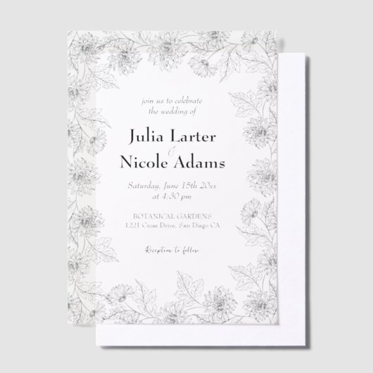 Gele Zonnebloem bladeren Tuin Minimalistische Brui Vellum Uitnodigingen (Offset)