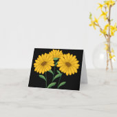 Gele zonnebloem Blank Floral Black Note Card Kaart (Gele Bloem)