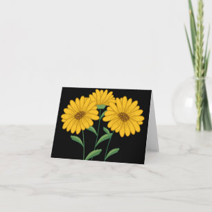 Gele zonnebloem Blank Floral Black Note Card Kaart