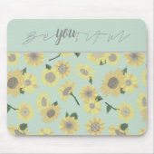 Gele zonnebloem Blauw ben jij Floral Pattern Muismat (Voorkant)