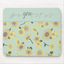 Gele zonnebloem Blauw ben jij Floral Pattern Muismat