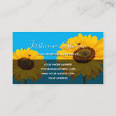 Gele zonnebloem blauw monogram rechthoek visitekaartje (Achterkant)