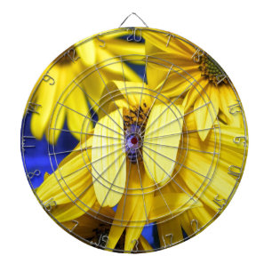 Gele zonnebloem, Blauwe Bee Dartboard Dartbord