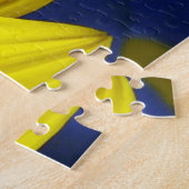 Gele zonnebloem Blauwe Bee Legpuzzel (Zijkant)