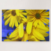 Gele zonnebloem Blauwe Bee Legpuzzel (Horizontaal)