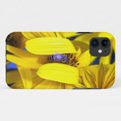 Gele zonnebloem, blauwe bijen iPhone 5 Hoesje (Achterkant (horizontaal))