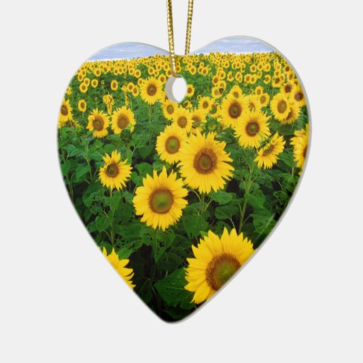 Gele zonnebloem Blauwe Hemel Keramisch Ornament (Links)