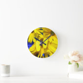 Gele zonnebloem, blauwe klok voor bijen (Huis)