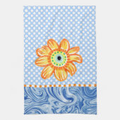 Gele zonnebloem Blauwe Polkadot Kitchen Towel Theedoek (Verticaal)