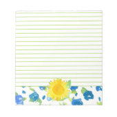 Gele Zonnebloem Blauwe Wilde Waterverf Bloemproduc Notitieblok (Voorkant)