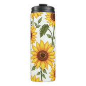 Gele zonnebloem bloeit naar de zon thermosbeker (Voorkant)