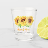 Gele Zonnebloem Bloemen Bruiloft Dank u Favor Shot Glas (Voorkant)