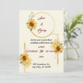 Gele Zonnebloem Bloemen Elegante Huwelijk Kaart (Staand voorkant)