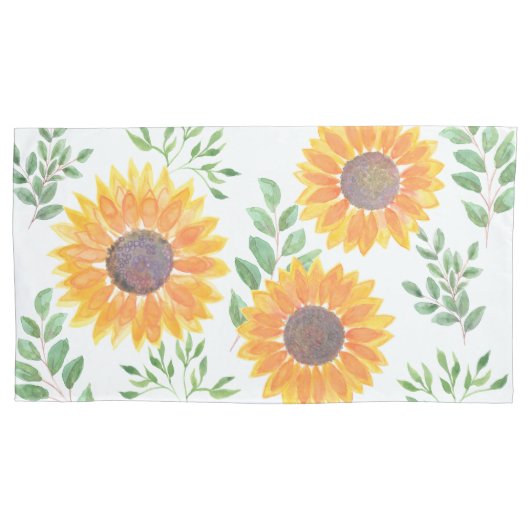 Gele Zonnebloem Bloemen Kussensloop (Voorkant)