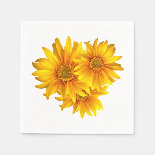 Gele Zonnebloem Bloemen Napkins Servetten (Voorkant)
