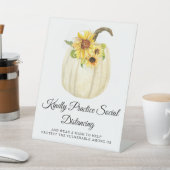 Gele Zonnebloem Bloemen Pompoen Sociale Afstand Reclamebord Met Voetstuk (Insitu)