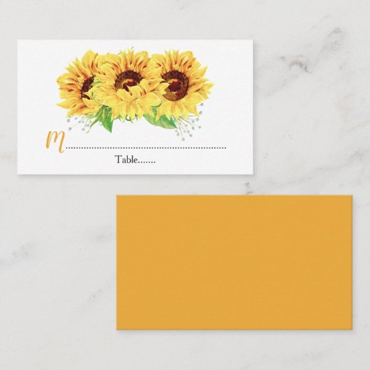 Gele Zonnebloem Bloemen Trouwplaats Kaarten Plaatskaartje (Voorkant / Achterkant)