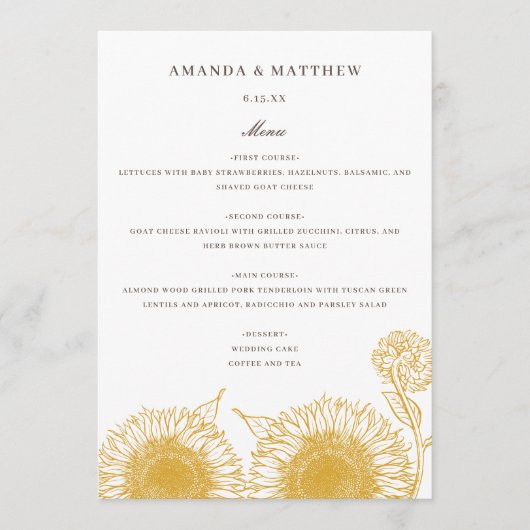 Gele Zonnebloem Bloemen Zomer Herfst Herfst Herfst Menu (Voorkant)