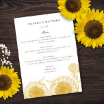 Gele Zonnebloem Bloemen Zomer Herfst Herfst Herfst Menu<br><div class="desc">Deze prachtige kaart van het huwelijksmenu heeft een rand van gele zonnebloemen en een elegante typografie. Samen creëer deze elementen een rustieke maar toch elegante bruiloft menu dat perfect zou zijn voor een romantische bruiloft. Dit ontwerp stemt overeen met onze Sunflowers trouwsuite. Zie het collectie voor het coördineren van items....</div>
