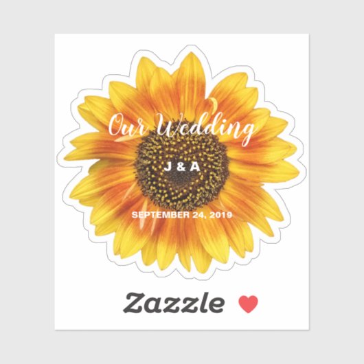 Gele zonnebloem bloemenbruiloft aangepaste cut sticker (Vel)