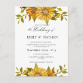 gele zonnebloem bloemenbruiloft uitnodiging (Voorkant)