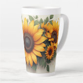 Gele Zonnebloem Bloemschikking Latte Mok (Rechterhoek)