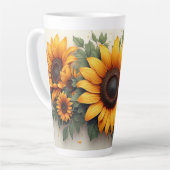 Gele Zonnebloem Bloemschikking Latte Mok (Linkerhoek)