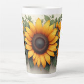 Gele Zonnebloem Bloemschikking Latte Mok (Voorkant)