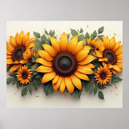 Gele Zonnebloem Bloemschikking Poster (Voorkant)