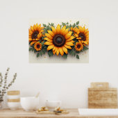 Gele Zonnebloem Bloemschikking Poster (Keuken)