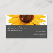 Gele zonnebloem bloesem gelegante grijze rechthoek visitekaartje (Achterkant)