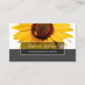 Gele zonnebloem bloesem gelegante grijze rechthoek visitekaartje (Voorkant)